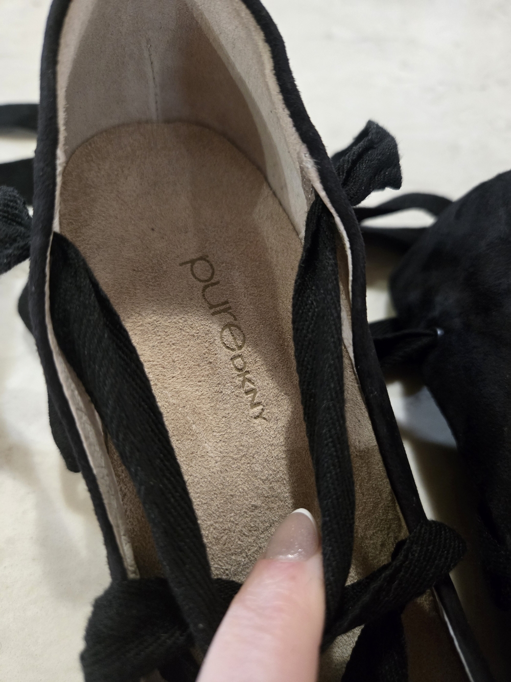 Pure DKNY Black Lace-Up Ballet Wedges 6.5 - Picture 5 of 9